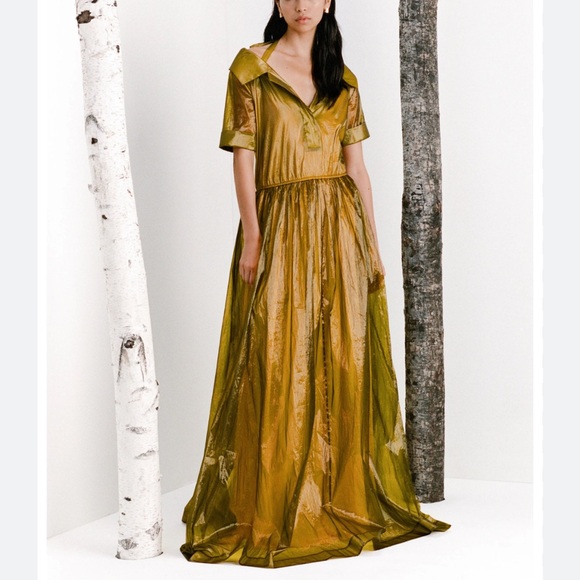 staud dandelion floral organza maxi dress STAUD DANDELION GREEN FLORAL GOWN SIZE 00 Wore this